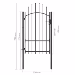 vidaXL Garden Gate Steel 1x2.2m Black Garden Barrier Patio Fencing Panel Wall - Additional view 4
