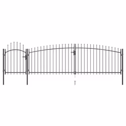 vidaXL Garden Fence Gate with Spear Top Black Barrier Fence Panel Multi Sizes - 5 x 1.75 m