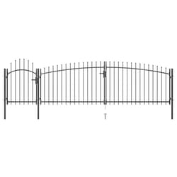 vidaXL Garden Fence Gate with Spear Top Black Barrier Fence Panel Multi Sizes - 5 x 1.75 m