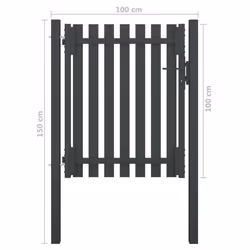 vidaXL Garden Fence Gate Steel 1x1.5m Anthracite Patio Barrier Drive Gate - Additional view 3