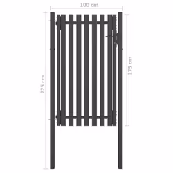 vidaXL Garden Fence Gate Steel 1x2.25m Anthracite Barrier Border Drive Gate - Additional view 3