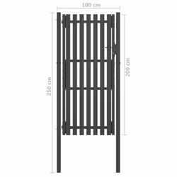vidaXL Garden Fence Gate Steel 1x2.5m Anthracite Barrier Border Drive Gate - Additional view 3