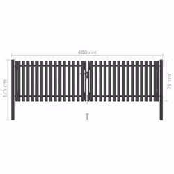 vidaXL Garden Fence Gate Steel 4x1.25m Anthracite Barrier Border Drive Gate - Additional view 4
