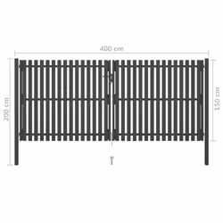vidaXL Garden Fence Gate Steel 4x2m Anthracite Patio Barrier Border Drive Gate - Additional view 4