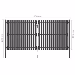 vidaXL Garden Fence Gate Steel 4x2.25m Anthracite Barrier Border Drive Gate - Additional view 4