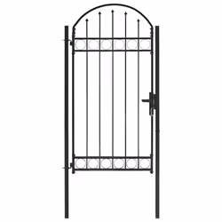 vidaXL Fence Gate with Arched Top Steel Black Outdoor Garden Door Multi Sizes - 100 x 250 cm