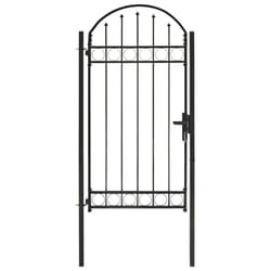 vidaXL Fence Gate with Arched Top Steel Black Outdoor Garden Door Multi Sizes - 100 x 250 cm
