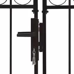 vidaXL Fence Gate Double Door with Arched Top Steel Black Barrier Multi Sizes - 300 x 175 cm