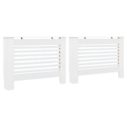 vidaXL 2x Radiator Covers White MDF Living Room Bedroom Heater Cabinet Shelf
