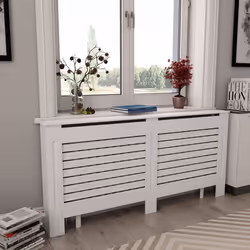vidaXL 2x Radiator Covers White MDF Living Room Bedroom Heater Cabinet Shelf