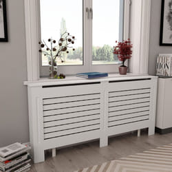 vidaXL 2x Radiator Covers White MDF Living Room Bedroom Heater Cabinet Shelf