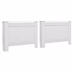 vidaXL 2x Radiator Covers White MDF Living Room Bedroom Heater Cabinet Shelf - Additional view 5