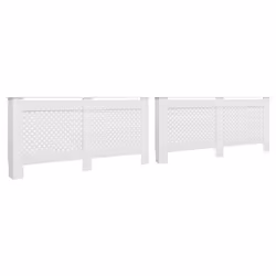 vidaXL 2x Radiator Covers White MDF Living Room Bedroom Heater Cabinet Shelf