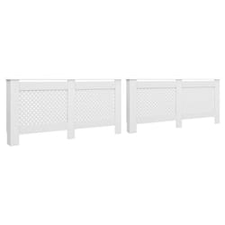 vidaXL 2x Radiator Covers White MDF Living Room Bedroom Heater Cabinet Shelf
