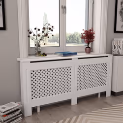 vidaXL 2x Radiator Covers White MDF Living Room Bedroom Heater Cabinet Shelf - Additional view 8