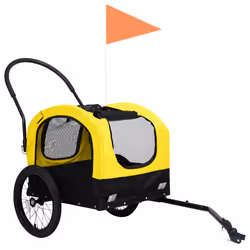 vidaXL 2-in-1 Pet Bike Trailer and Jogging Stroller Carrier Yellow and Black