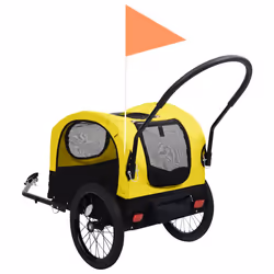 vidaXL 2-in-1 Pet Bike Trailer and Jogging Stroller Carrier Yellow and Black - Additional view 4