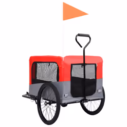 vidaXL 2-in-1 Pet Bike Trailer and Jogging Stroller Dog Carrier Red and Grey - Additional view 4