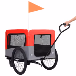 vidaXL 2-in-1 Pet Bike Trailer and Jogging Stroller Dog Carrier Red and Grey - Additional view 5