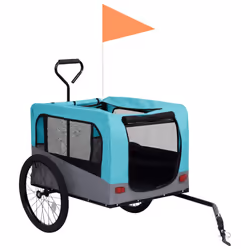 vidaXL 2-in-1 Pet Bike Trailer and Jogging Stroller Dog Carrier Blue and Grey - Additional view 2