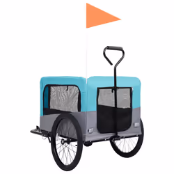 vidaXL 2-in-1 Pet Bike Trailer and Jogging Stroller Dog Carrier Blue and Grey - Additional view 4