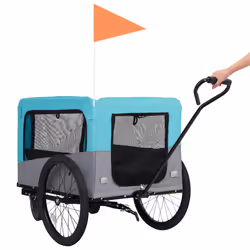 vidaXL 2-in-1 Pet Bike Trailer and Jogging Stroller Dog Carrier Blue and Grey - Additional view 5