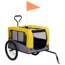 vidaXL 2-in-1 Pet Bike Trailer and Jogging Stroller Carrier Yellow and Grey