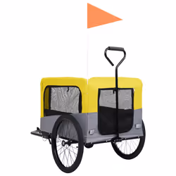 vidaXL 2-in-1 Pet Bike Trailer and Jogging Stroller Carrier Yellow and Grey - Additional view 4