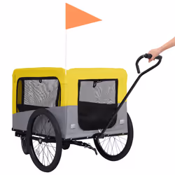 vidaXL 2-in-1 Pet Bike Trailer and Jogging Stroller Carrier Yellow and Grey - Additional view 5