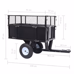 vidaXL Tipping Trailer for Lawn Mower 150 kg Load Garden Dump Wheelbarrow - Additional view 3