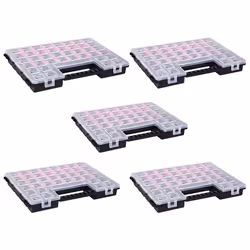vidaXL Assortment Boxes 5 pcs with Adjustable Dividers 385x283x50 mm Plastic
