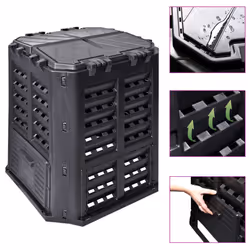 vidaXL Garden Composter Plastic Outdoor Waste Compost Bin Box Multi Capacities - 360 L