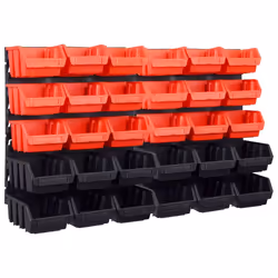vidaXL Storage Bin Kit 32 Piece with Wall Panels Tool Organiser Red and Black