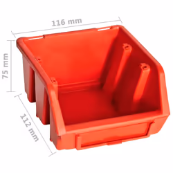 vidaXL Storage Bin Kit 32 Piece with Wall Panels Tool Organiser Red and Black - Additional view 6