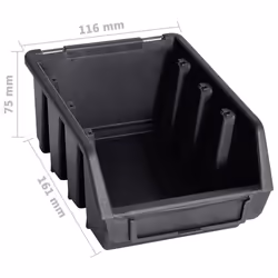 vidaXL Storage Bin Kit 32 Piece with Wall Panels Tool Organiser Red and Black - Additional view 7