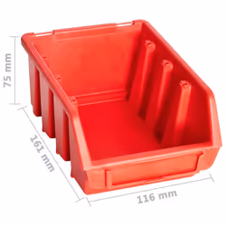 vidaXL Storage Bin Kit 29 Piece with Wall Panels Tool Organiser Red and Black - Additional view 8