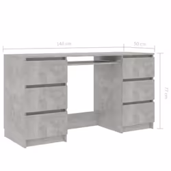 vidaXL Writing Desk Concrete Grey Engineered Wood Computer Study Laptop Table - Additional view 4