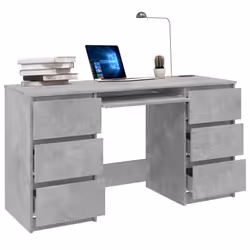 vidaXL Writing Desk Concrete Grey Engineered Wood Computer Study Laptop Table - Additional view 8
