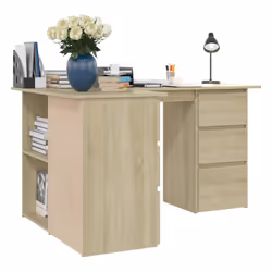 vidaXL Corner Desk Sonoma Oak Engineered Wood Study Table Laptop Workstation