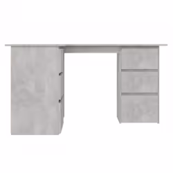 vidaXL Corner Desk Concrete Grey Engineered Wood Study Laptop Workstation