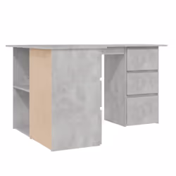 vidaXL Corner Desk Concrete Grey Engineered Wood Study Laptop Workstation - Additional view 4