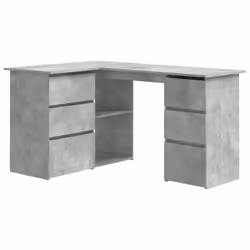 vidaXL Corner Desk Concrete Grey Engineered Wood Study Laptop Workstation - Additional view 8