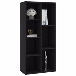 vidaXL Book Cabinet Black Engineered Wood Highboard Book Rack Display Storage - Additional view 3