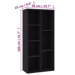 vidaXL Book Cabinet Black Engineered Wood Highboard Book Rack Display Storage - Additional view 4