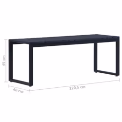 vidaXL Garden Bench 120.5cm PS Board Black Outdoor Seating Bench Lounge Seat - Additional view 4