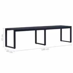 vidaXL Garden Bench 180cm PS Board Black Outdoor Seating Bench Lounge Seat - Additional view 4