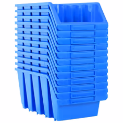 vidaXL Stacking Storage Bins Storage Basket Storage Box 14 pcs Blue Plastic - Additional view 2