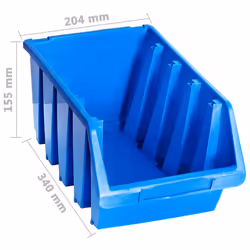 vidaXL Stacking Storage Bins Storage Basket Storage Box 14 pcs Blue Plastic - Additional view 3