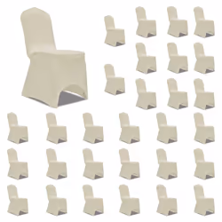 vidaXL 30x Chair Cover Folding Cream Folding Universal Banquet Party Slipcover