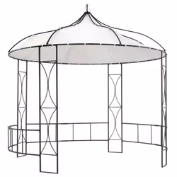 vidaXL Gazebo White Round Sturdy Outdoor Garden Canopy Shelter Party Tent